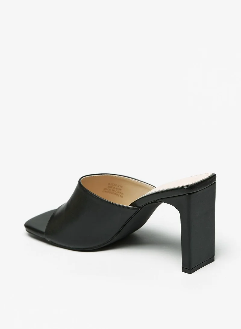 Flora Bella Solid Slip On Square Toe Sandals with Block Heels