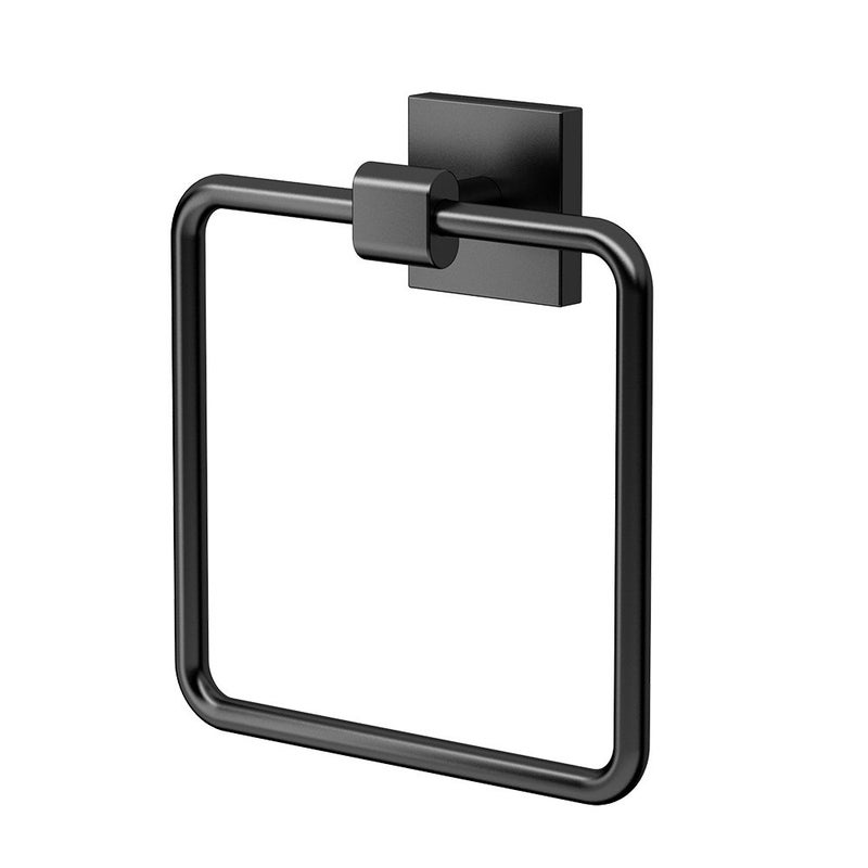 Gatco 4052MX Elevate Bathroom Towel Ring Holder, Matte Black , 6.13" Wide - Image 1