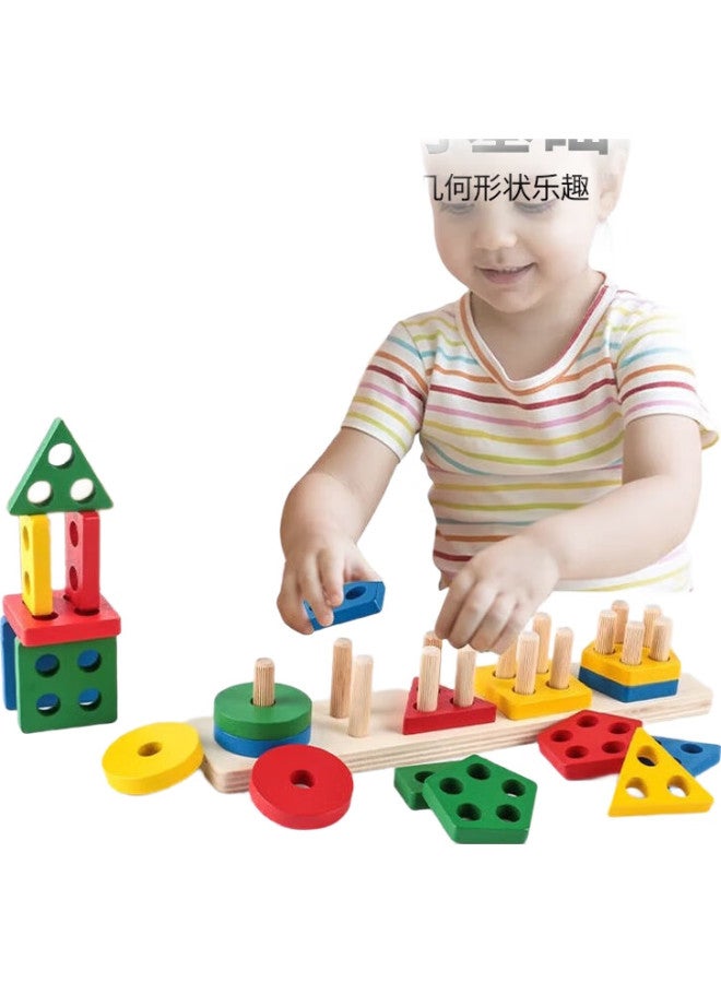 Mkbibi Montessori Early Education Toy, Educational Tool For 1-3 Year Old Babies, Shape Matching Board, Stacking Set, Birthday Gift - Image 2
