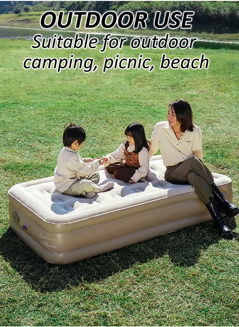 Toshionics - Single Size Air Mattress with Air Pillow Durable and Waterproof Sleeping Pad Camping Bed with Built-in Rechargeable Air Pump for Quick Self-Inflation and Deflation Ultra Plush Technology Comfort-Plush Luxury Blow-Up Airbed for Home Travel Hiking Outdoor Adventures Picnics Sleepovers and Guest Bed Use Premium Adjustable Inflatable Portable Self-Inflation and Deflation Mattress with Repair Bag Portable & Easy Set-Up 190x40x100cm - Image 1