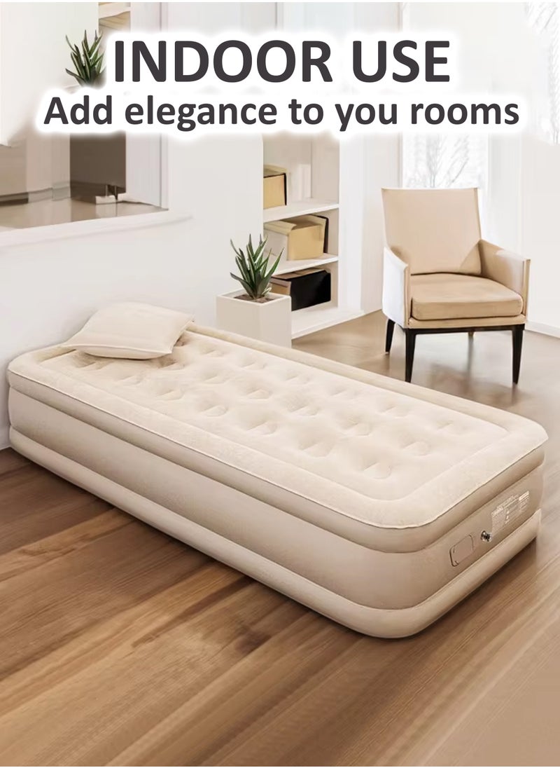 Toshionics - Single Size Air Mattress with Air Pillow Durable and Waterproof Sleeping Pad Camping Bed with Built-in Rechargeable Air Pump for Quick Self-Inflation and Deflation Ultra Plush Technology Comfort-Plush Luxury Blow-Up Airbed for Home Travel Hiking Outdoor Adventures Picnics Sleepovers and Guest Bed Use Premium Adjustable Inflatable Portable Self-Inflation and Deflation Mattress with Repair Bag Portable & Easy Set-Up 190x40x100cm - Image 1