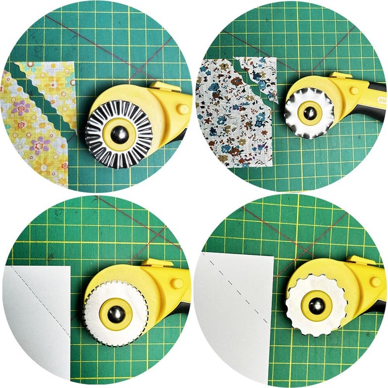 AUTOTOOLHOME 45mm Rotary Cutter with 9pcs Extra Blades Automatic Fabric Roller Cutter Perforator Crochet Edge Pinking Rotary Blades for Quilting, Sewing, Crafting - Image 5