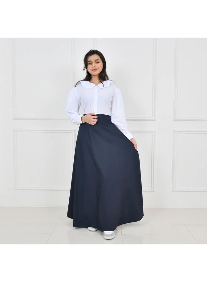 HAWRAA ABAYA تنورة كحلية كلوش بقصة فرنسية جذابة بجيوب مخفية وسحاب اغلاق جانبي