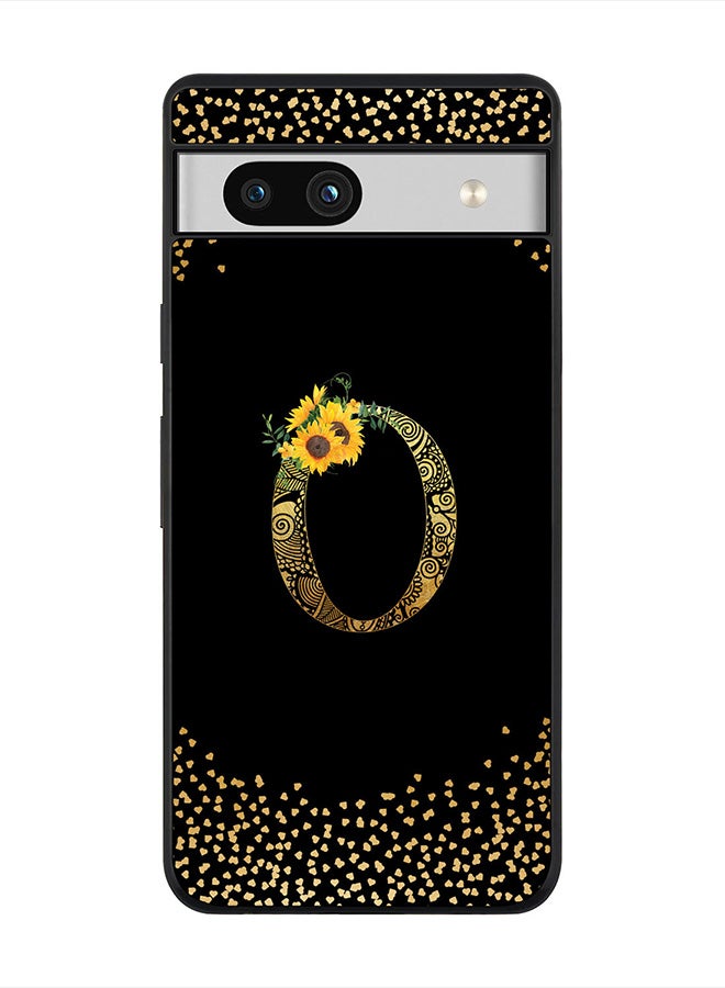 Stylizedd Cover for Google Pixel 7a 5G Case , Rugged Black Slim fit Phone Cases   - Custom Monogram Initial Letter Mandala Floral Pattern Alphabet-O (Black) - Image 1