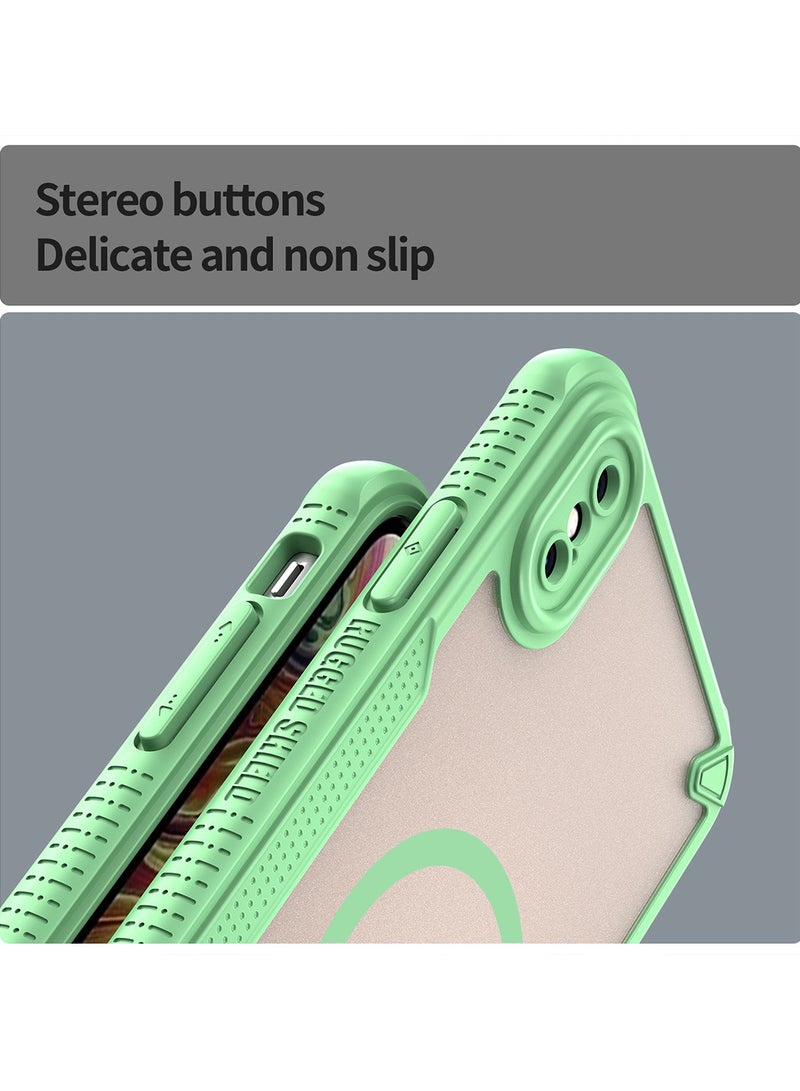 Cover For iPhone XS Max  Armor Glaze MagSafe Magnetic Phone Case Raised edges around the screen and camera lens help prevent scratches - Green - Image 2