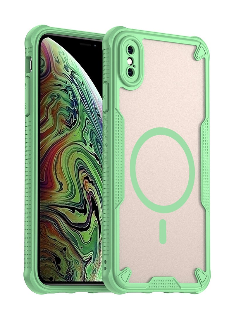 Cover For iPhone XS Max  Armor Glaze MagSafe Magnetic Phone Case Raised edges around the screen and camera lens help prevent scratches - Green - Image 1