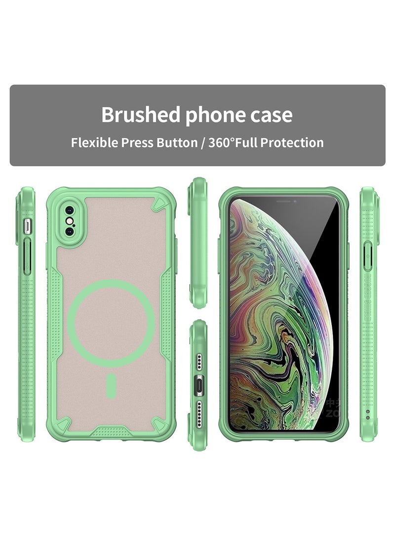 Cover For iPhone XS Max  Armor Glaze MagSafe Magnetic Phone Case Raised edges around the screen and camera lens help prevent scratches - Green - Image 5