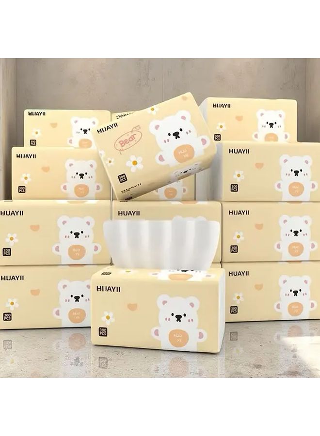 4 Pack Natural Wood Fiber 5 Ply Thick Absorbent Tissue Paper Cute Panda Heart Design Light Beige Embossed Texture - Image 5