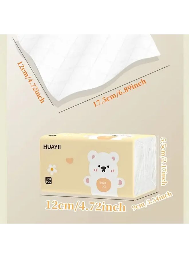 4 Pack Natural Wood Fiber 5 Ply Thick Absorbent Tissue Paper Cute Panda Heart Design Light Beige Embossed Texture - Image 4