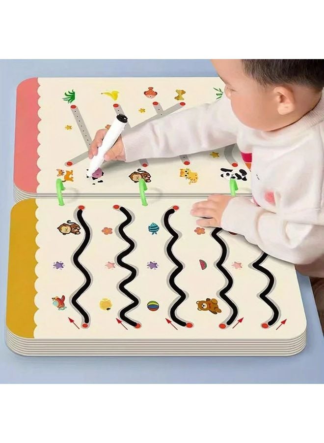 Blue Reusable Magic Practice Workbook For Kids 96 Page Drawing Control Training Educational Diary Notebook - Image 3