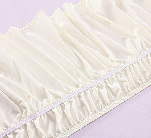 YRM Bedding's YRM Beddings Ivory Cream Bed Skirt Wrap Around 600 Microfiber with Easy Fit with 15 Inch Tailored Drop Shrinkage and Fade Resistant with Microfiber 15 Bed Skirt - Image 5