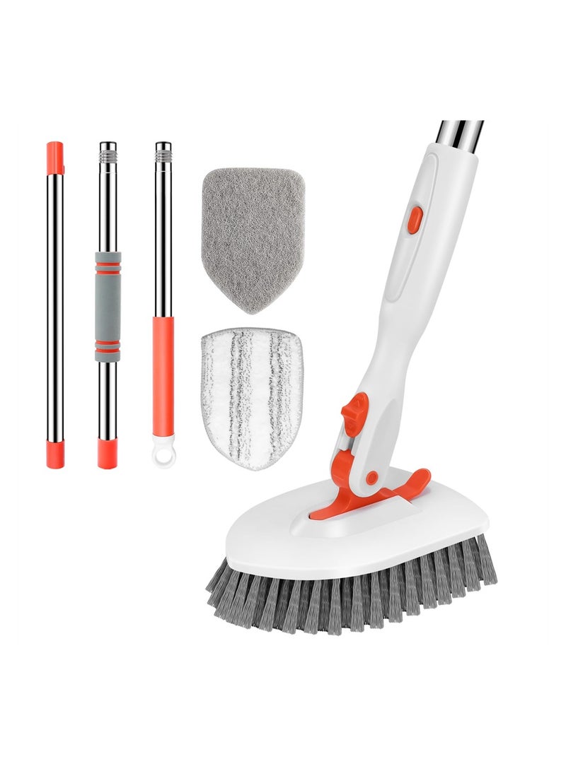 KASTWAVE Floor Scrub Brush, 3-In-1 Tile Tub Scrubber with 52-inch Adjustable Long Handle Shower Cleaner Brush and 3 Detachable Replacement Brush Heads for Bathroom, Bathtub, Floor, Wall - Image 1