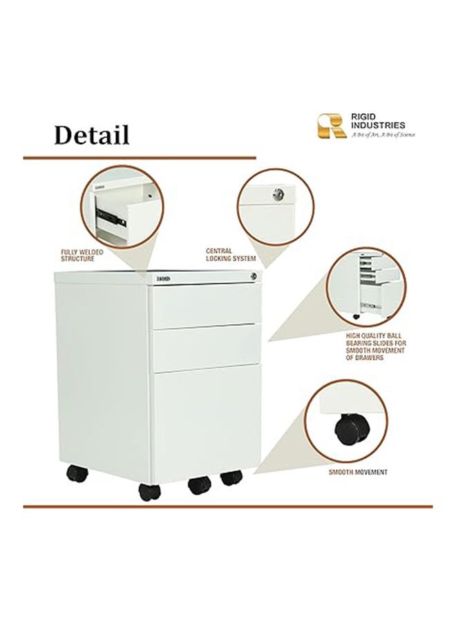 RIGID Steel Mobile Pedestal 2 Box Drawers & one file drawer pedestal Unit Modern & Sleek Office Furniture - Image 4