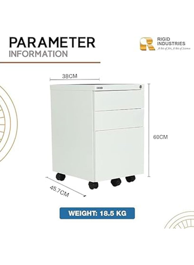 RIGID Steel Mobile Pedestal 2 Box Drawers & one file drawer pedestal Unit Modern & Sleek Office Furniture - Image 5