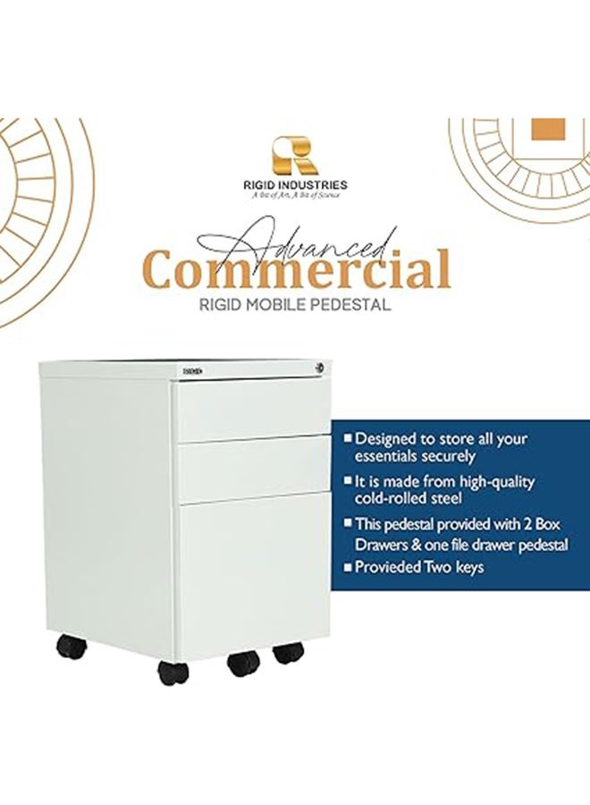 RIGID Steel Mobile Pedestal 2 Box Drawers & one file drawer pedestal Unit Modern & Sleek Office Furniture - Image 3