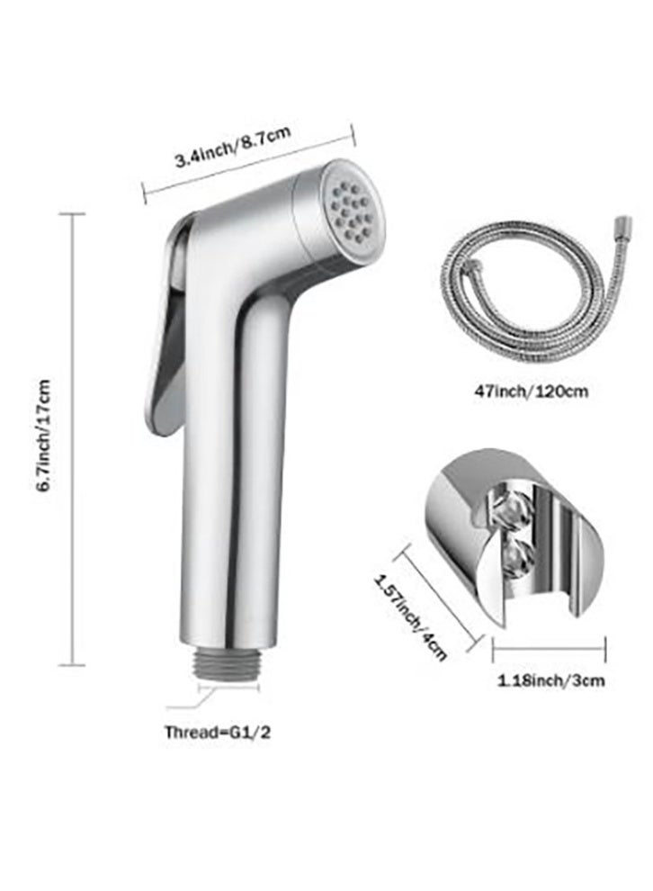Bukela Bidet Shattaf Set, Handheld Bidet Sprayer for Toilet with 47 Inch Stainless Steel Bidet Hose and Holder, 2 Modes Shower Bidet Spray Set(Silver) - Image 5