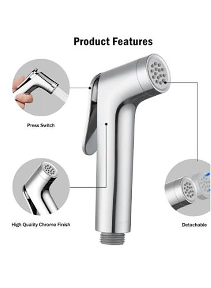 Bukela Bidet Shattaf Set, Handheld Bidet Sprayer for Toilet with 47 Inch Stainless Steel Bidet Hose and Holder, 2 Modes Shower Bidet Spray Set(Silver) - Image 4