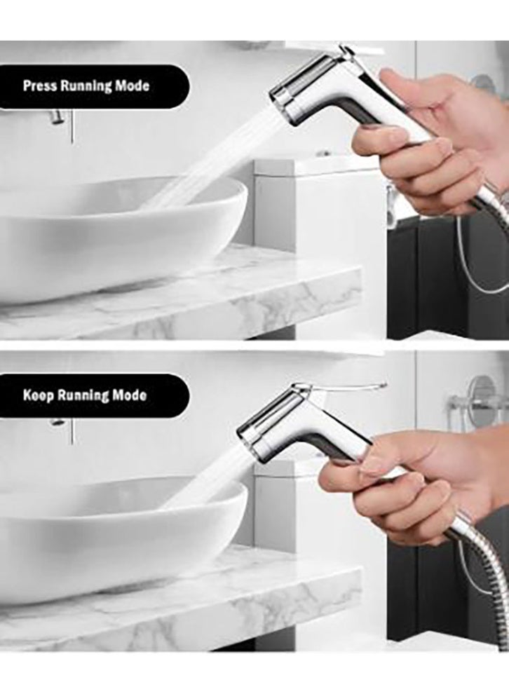 Bukela Bidet Shattaf Set, Handheld Bidet Sprayer for Toilet with 47 Inch Stainless Steel Bidet Hose and Holder, 2 Modes Shower Bidet Spray Set(Silver) - Image 2