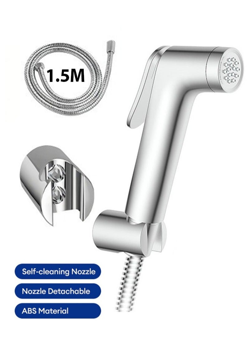 Bukela Bidet Shattaf Set, Handheld Bidet Sprayer for Toilet with 47 Inch Stainless Steel Bidet Hose and Holder, 2 Modes Shower Bidet Spray Set(Silver) - Image 1