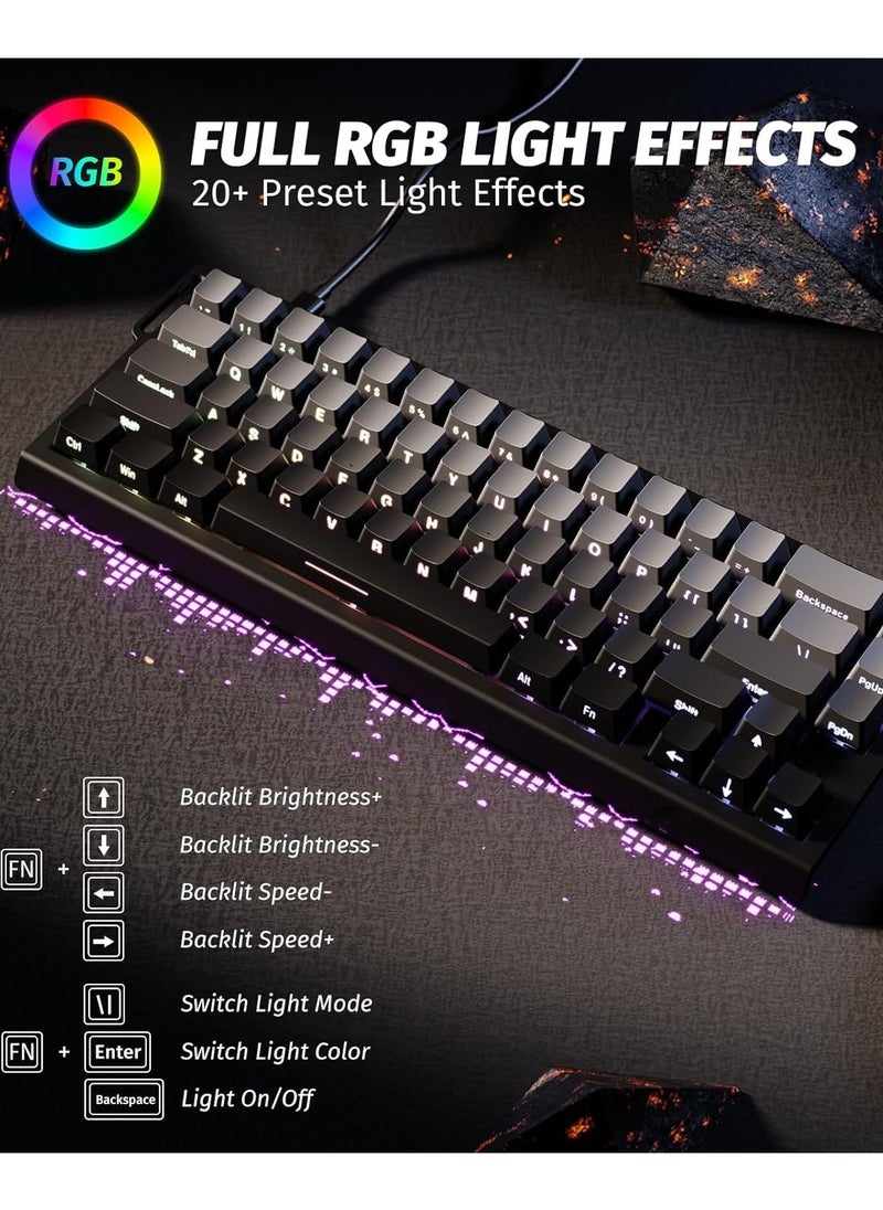 Attack Shark - X68 HE Rapid Trigger Mechanical Gaming Keyboard 60% Wired TKL with Adjustable Actuation,Hall Effect Magnetic Switch,8KHz Polling Rate,RGB Backlit,Top Mount,Side Printed Keycap(Moonlight) - Image 1