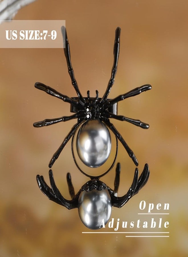 Aimimier Gothic Punk Big Black Spider Ring Exaggerated Knuckle Stackable Finger Ring Halloween Jewelry Festival Costume Accessories for Women Men(Style 1) - Image 4