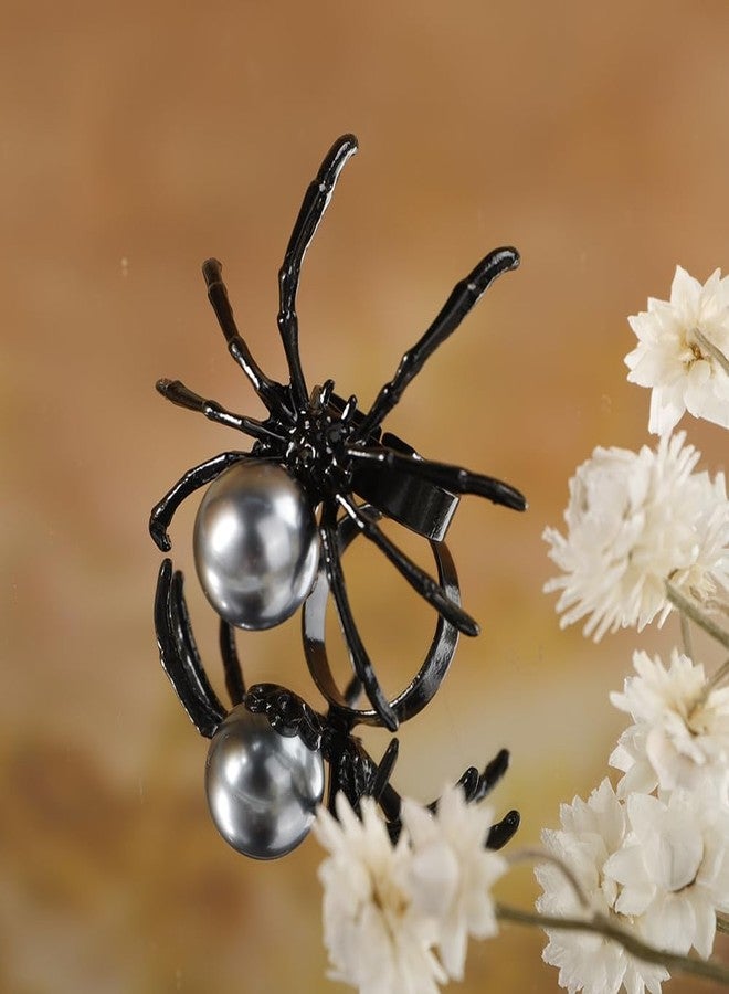Aimimier Gothic Punk Big Black Spider Ring Exaggerated Knuckle Stackable Finger Ring Halloween Jewelry Festival Costume Accessories for Women Men(Style 1) - Image 5