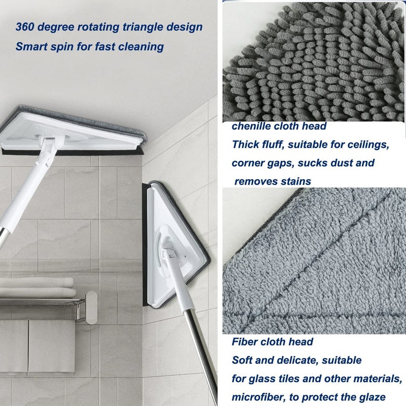 Deoxys Triangle Cleaning Mop Retractable Ceiling Dust Cleaner 360 Degree Rotatable and Adjustable Mop Suitable for Bathroom Glass Wall and Floor - Image 5