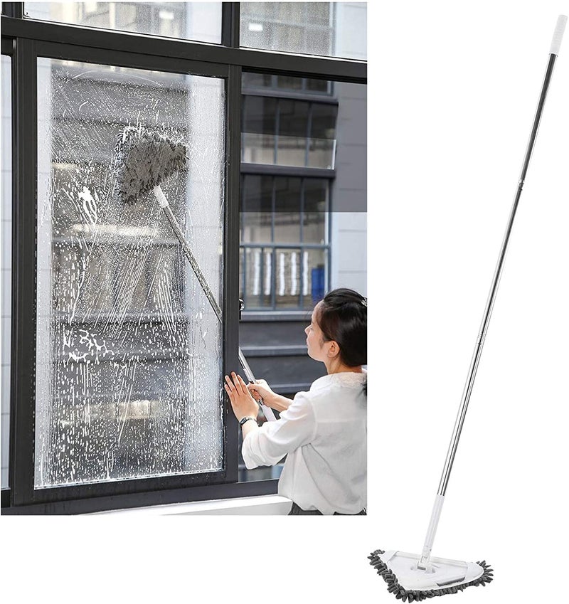 Deoxys Triangle Cleaning Mop Retractable Ceiling Dust Cleaner 360 Degree Rotatable and Adjustable Mop Suitable for Bathroom Glass Wall and Floor - Image 1