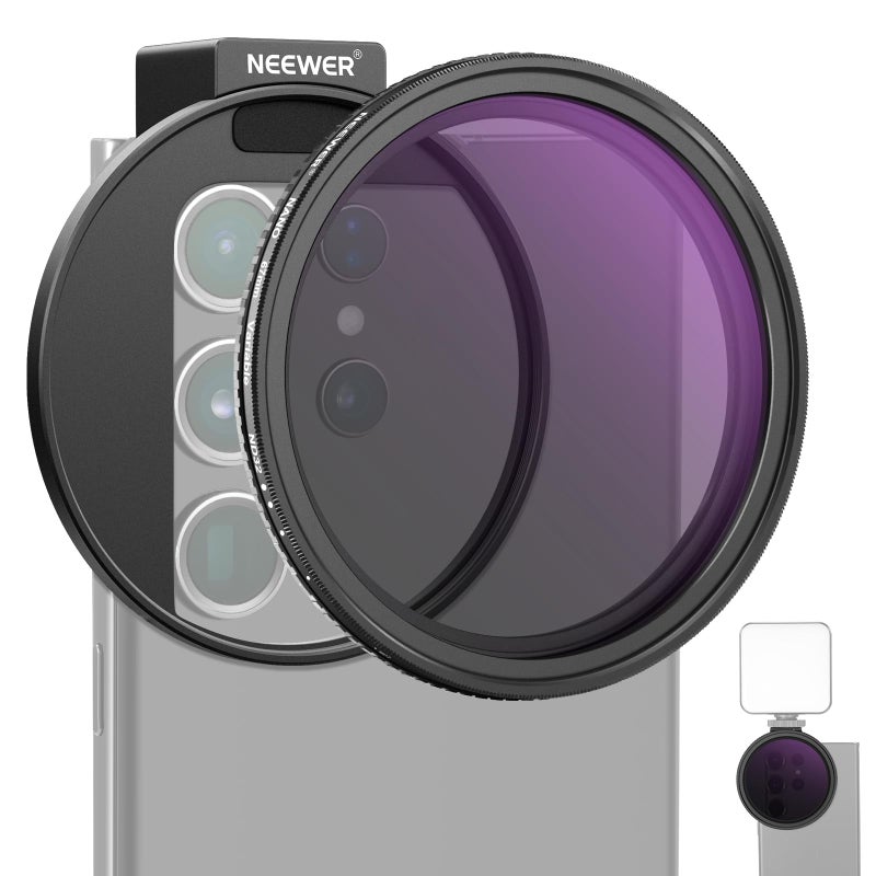 NEEWER 67مم طقم مرشح ND متغير قابل للتثبيت على الهاتف مع مشبك حذاء بارد قابل للتعديل ND232 متوافق مع iPhone 17 16 15 Pro Max Plus Android Samsung Galaxy S24 S25 Ultra - Image 2