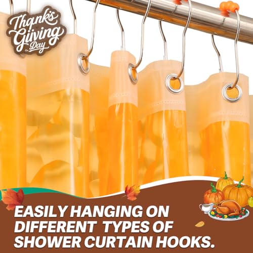 Ga-Geetopia Thanksgiving EVA 3D Orange Water Cube Plastic Shower Curtain Liner - 72" x 72" Bathroom Shower Showroom Curtain Liner with Rustproof Metal Gromments and Weighted Magnet - Image 3