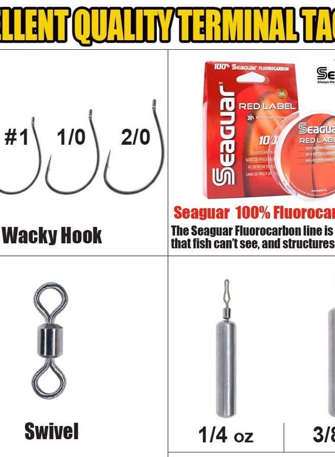 XFISHMAN Drop Shot Rigs for Bass Fishing Ready Rig with Hooks and Sinker Weights (Hook Size 1/0-Weight 3/8 oz-Qty 5) - Image 4
