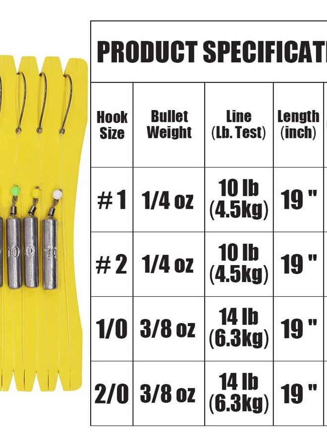 XFISHMAN Drop Shot Rigs for Bass Fishing Ready Rig with Hooks and Sinker Weights (Hook Size 1/0-Weight 3/8 oz-Qty 5) - Image 5