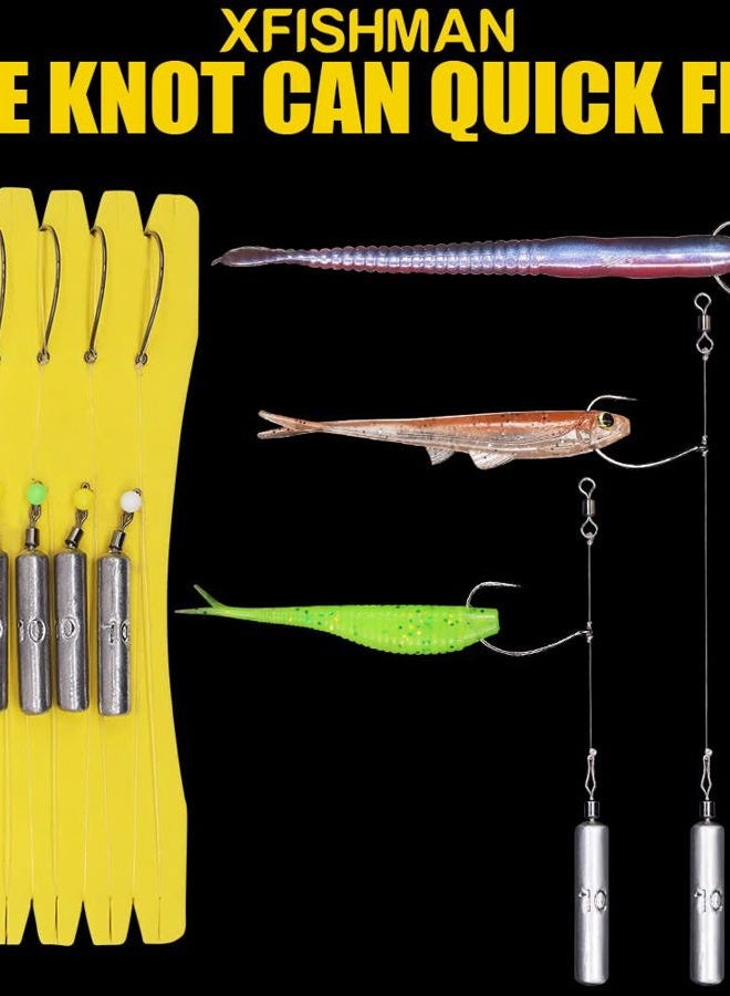 XFISHMAN Drop Shot Rigs for Bass Fishing Ready Rig with Hooks and Sinker Weights (Hook Size 1/0-Weight 3/8 oz-Qty 5) - Image 3