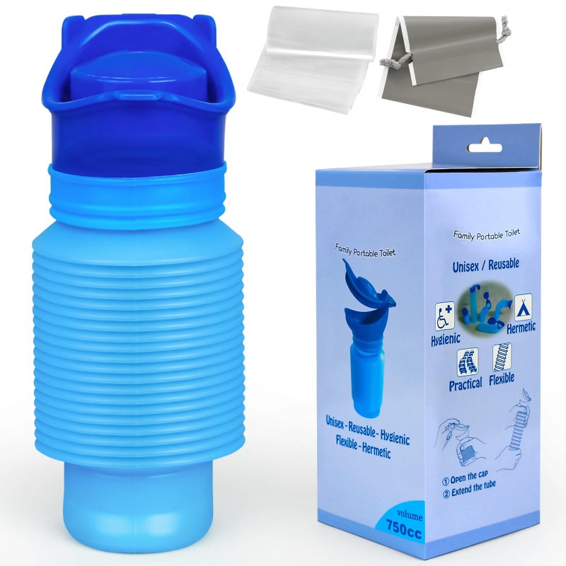 SlogPith Pee Bottles for Men,Collapsible Urine Bottle with Disposable Replacement Bags,Car Pee Bottle for Men and Women,750ml,Leakproof,Emergency Urinal for Road Trips,Traffic Jams and Camping - Image 1
