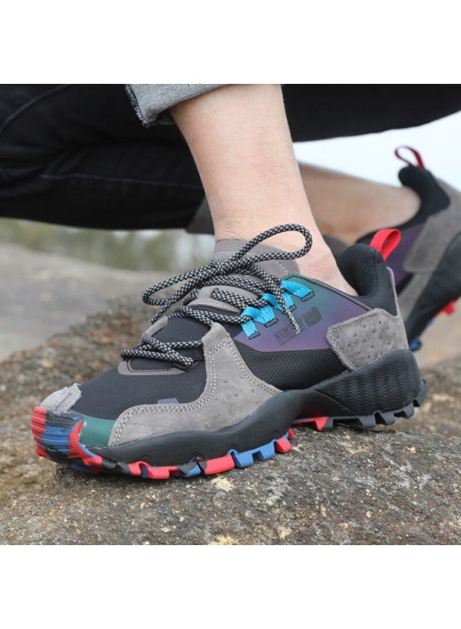 HUMTTO Humtto Men's Outdoor Climbing Shoes Comfortable Breathable Hiking Shoes Anti-slip Wear-resistant Mountaineering Shoes Deep Grey-black Size 45 - Image 2