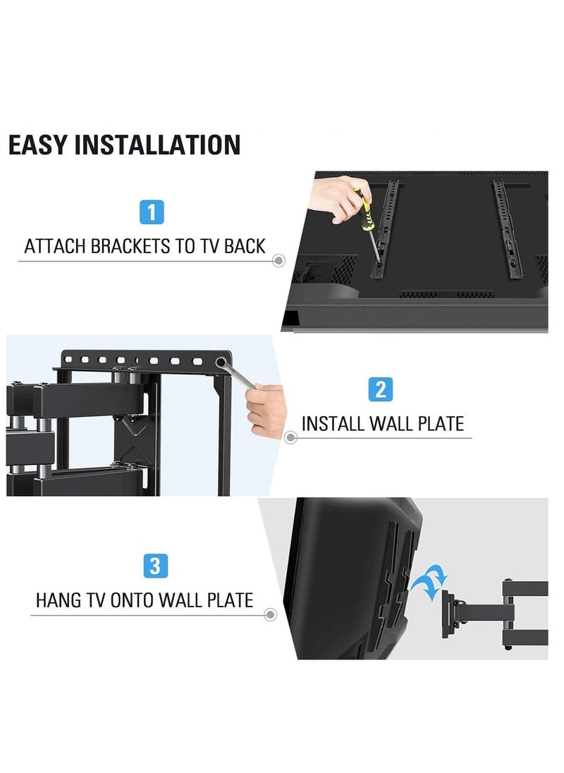 ELTRAZONE TV Wall Bracket Mount Swivel and Tilt for Most of 26-55 Inch LED, LCD, OLED and Plasma Flat Screen TVs up to VESA 400x400mm and 45 kg, Full Motion TV Bracket with Articulating Arms  - Image 4