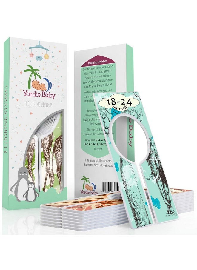 Yardie Productions Closet Dividers for Baby Clothes by YardieBaby - Set of 8 Baby Clothing Size Age Hanger Dividers from Newborn Infant to Toddler Months Boys/Girls Nursery Closet Organizer (Safari)  - Image 2