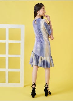 Stylo Bug Frill Hem Plisse Dress with Ruched Sleeve by Styli  - Image 2