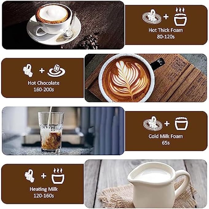 TDOO 4 In 1 Electric Milk Frother 350Ml Automatic Hot  Cold Foam Coffee Maker For Cappuccino Latte Macchiato Hot Chocolate Auto ShutOff Milk Steamer Warmer With 2 Whisks For Frothing And Heating - Image 4