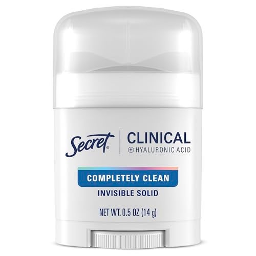 Secret Clinical Strength 100HR Sweat & Odor, Invisible Solid Antiperspirant & Deodorant for Women, 3X Stress Protection with Hyaluronic Acid, PH Balanced, Completely Clean Scent, 0.5 oz - Image 1