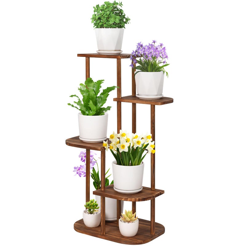 Jotsport 5 Tier Wood Plant Stand for Multiple Plants Indoor Plant Shelf Multi-Tier Flower Pot Holder Corner Display Rack - Image 1