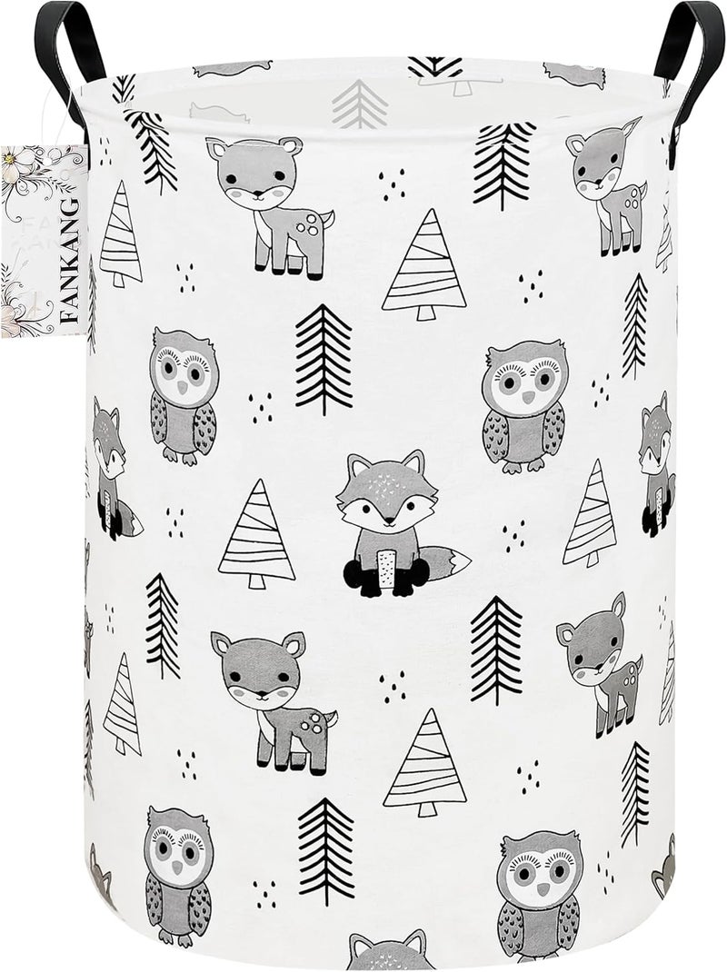 FANKANG Storage Basket, Nursery Hamper Canvas Laundry Basket Foldable with Waterproof PE Coating Large Storage Baskets for Kids Boys and Girls, Office, Bedroom, Clothes,Toys(Animal) - Image 1
