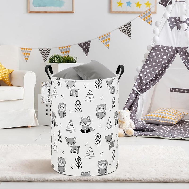 FANKANG Storage Basket, Nursery Hamper Canvas Laundry Basket Foldable with Waterproof PE Coating Large Storage Baskets for Kids Boys and Girls, Office, Bedroom, Clothes,Toys(Animal) - Image 4