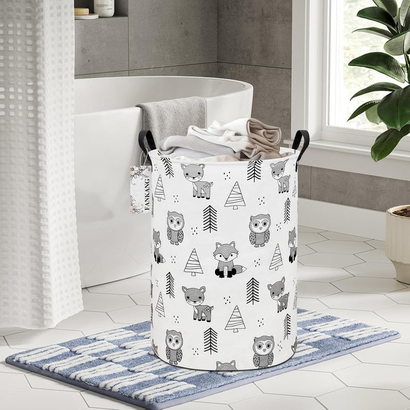 FANKANG Storage Basket, Nursery Hamper Canvas Laundry Basket Foldable with Waterproof PE Coating Large Storage Baskets for Kids Boys and Girls, Office, Bedroom, Clothes,Toys(Animal) - Image 3