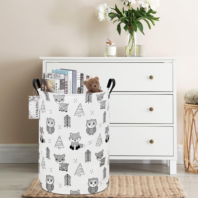FANKANG Storage Basket, Nursery Hamper Canvas Laundry Basket Foldable with Waterproof PE Coating Large Storage Baskets for Kids Boys and Girls, Office, Bedroom, Clothes,Toys(Animal) - Image 5