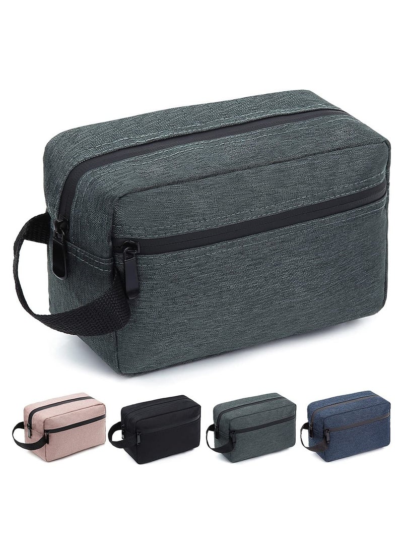 حقيبة مستلزمات السفر للنساء والرجال، حقيبة حلاقة مقاومة للماء لمستلزمات الحمام، حقائب تخزين قابلة للطي مع فاصل ومقبض لمستحضرات التجميل وأدوات الحمام (رمادي) - Image 1
