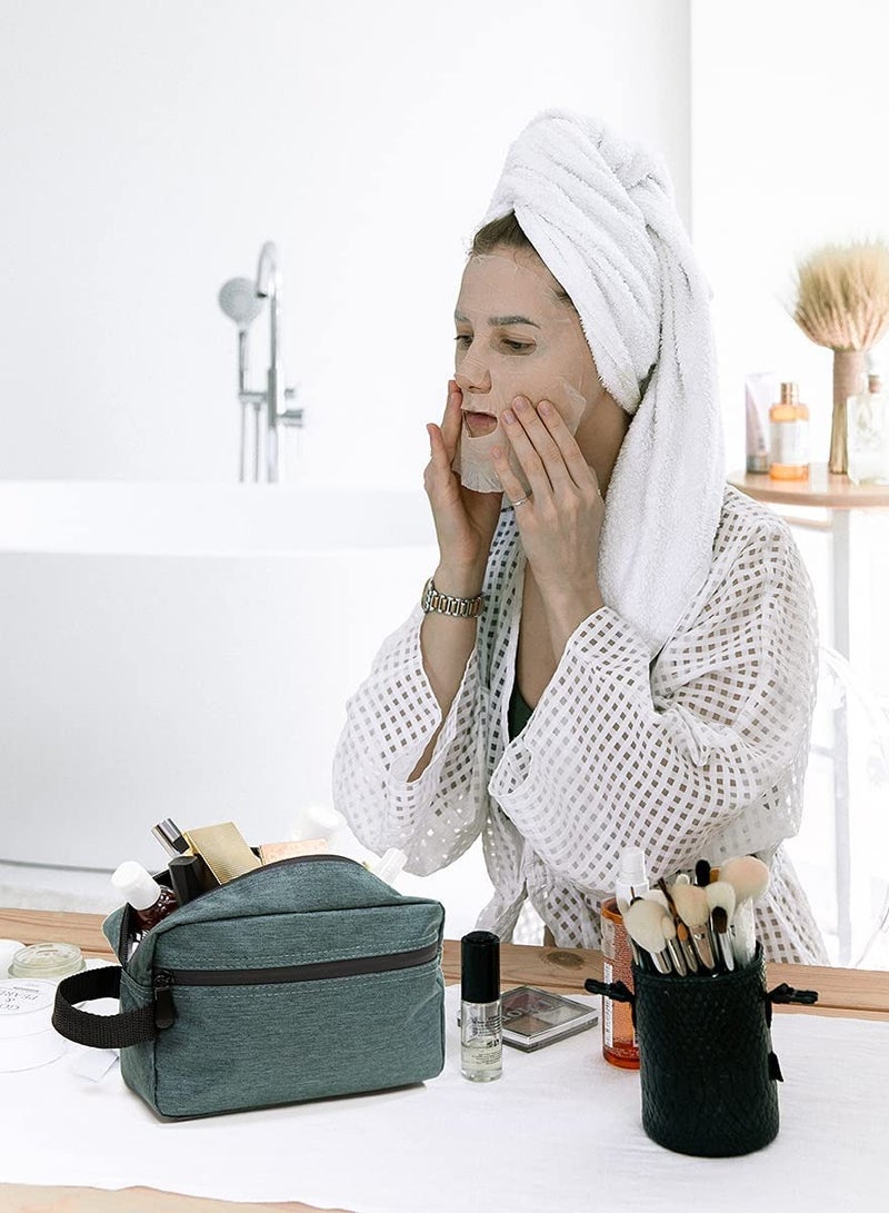 حقيبة مستلزمات السفر للنساء والرجال، حقيبة حلاقة مقاومة للماء لمستلزمات الحمام، حقائب تخزين قابلة للطي مع فاصل ومقبض لمستحضرات التجميل وأدوات الحمام (رمادي) - Image 4