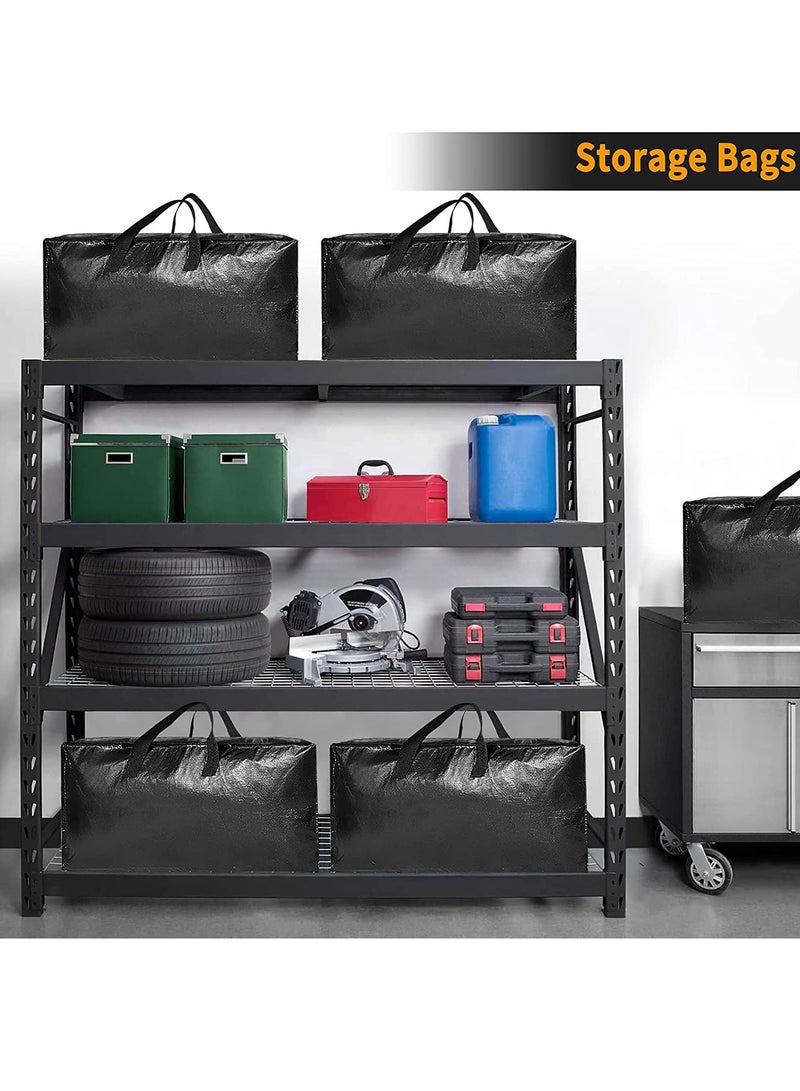 2 Pack Heavy Duty Moving Bags, Extra Large Storage Totes W/ Backpack Straps Strong Handles Zippers, Reusable Plastic Moving Totes，Black  - Image 5