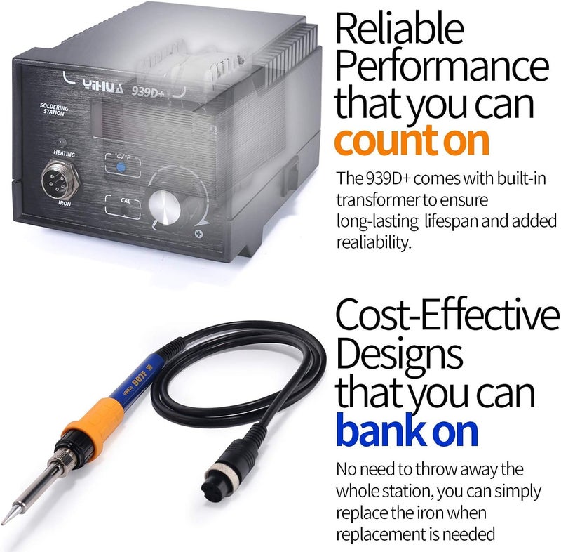 YIHUA 939D+ Digital Soldering Station with Precision Heat Control (392°F to 896°F) - Image 5