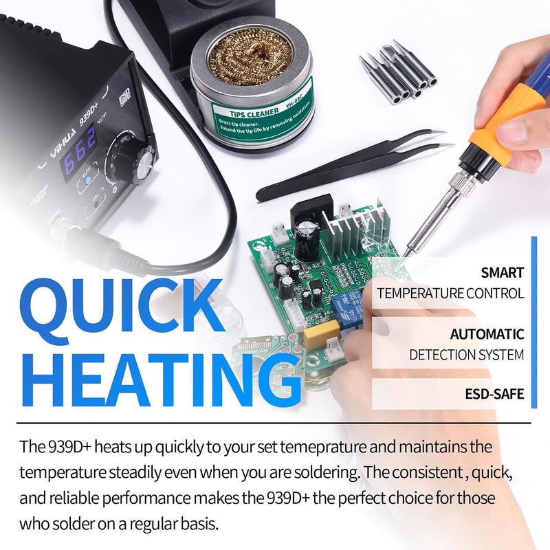 YIHUA 939D+ Digital Soldering Station with Precision Heat Control (392°F to 896°F) - Image 4